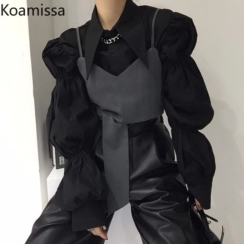Женская Однотонная рубашка Koamissa, с длинными рукавами-фонариками и отложным воротником
Женская Однотонная рубашка Koamissa, с длинными рукавами-фонариками и отложным воротником