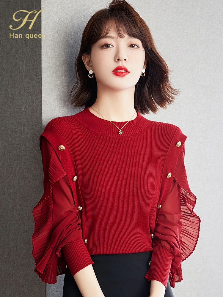 H Han Queen Autumn Korean Fashion Buttons Elastic Pullover Sweater Loose O-Neck Knitted Bottoming Shirt Long Sleeve Sweater Tops 
H Han Queen Autumn Korean Fashion Buttons Elastic Pullover Sweater Loose O-Neck Knitted Bottoming Shirt Long Sleeve Sweater Tops