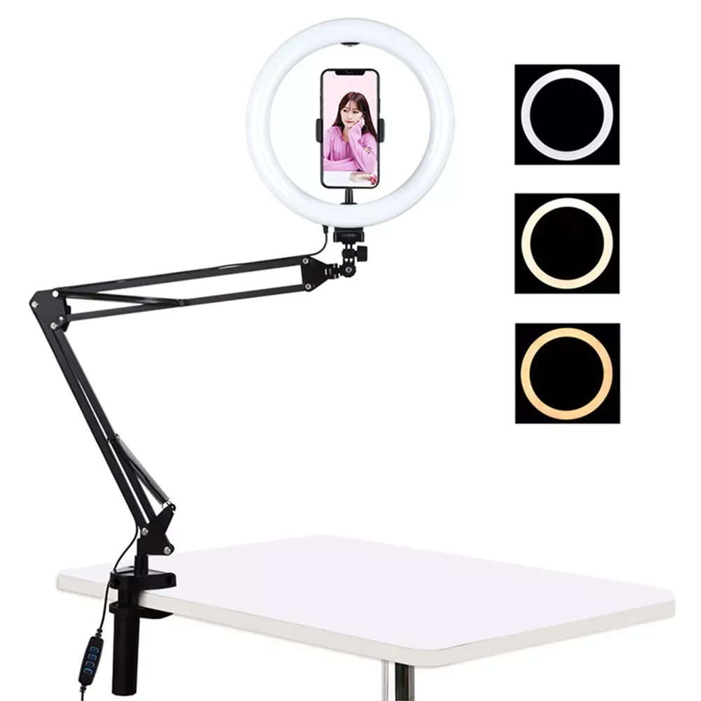 LED Selfie Ring Light Phone Stand With Folding Arm Fill Light Dimmable Clip Holder Photography RingLight For YouTok Streaming
LED Selfie Ring Light Phone Stand With Folding Arm Fill Light Dimmable Clip Holder Photography RingLight For YouTok Streaming