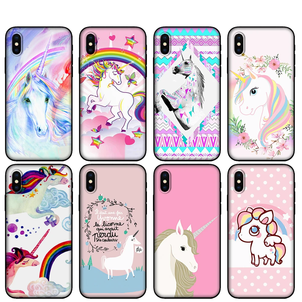 

Black tpu Case For Samsung Galaxy A50 50S A30S A10 A01 A11 A21S A31 A41 A51 A71 M21 M30S S10 LITE Cover Rainbow Lovely Unicorn