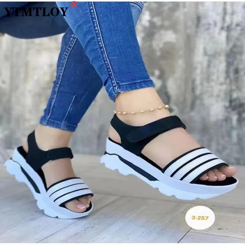 Summer Slip on Women Wedges Sandals Platform High Heels Fashion Open Toe Ladies Casual Shoes Promotion Slides Slippers |