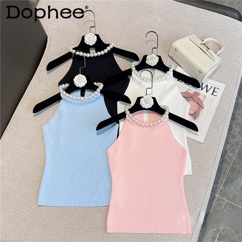 2022 Summer Sweet Expensive Pearl Collar Tank for Women New Korean Style FashionableSexy Sleeveless Knitted Top Ladies Wear
2022 Summer Sweet Expensive Pearl Collar Tank for Women New Korean Style FashionableSexy Sleeveless Knitted Top Ladies Wear