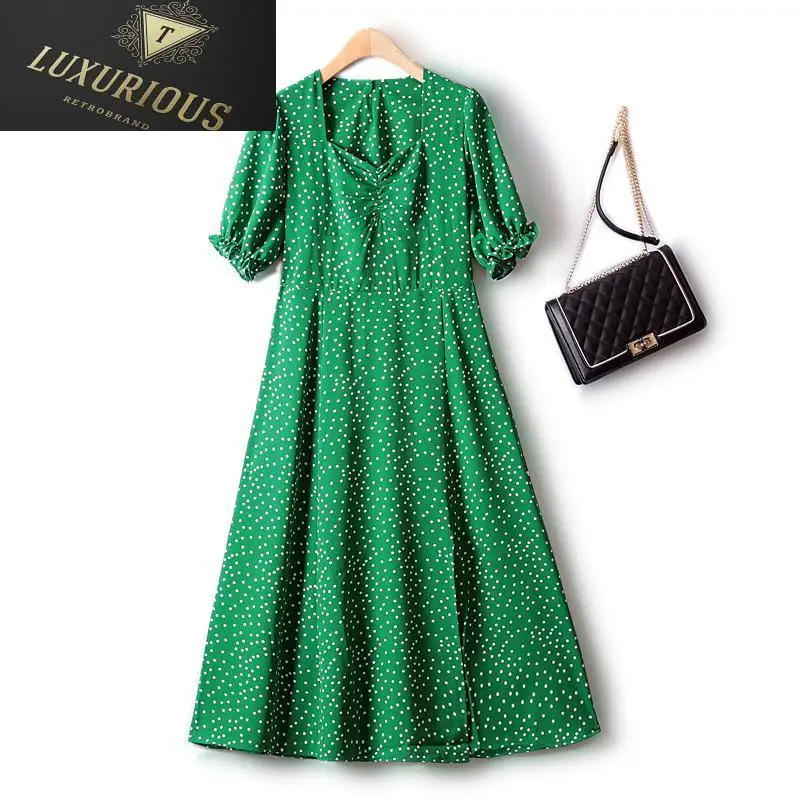 Elegant Dresses For Women Summer Classic Polka Dot Figure Elastic Waist Swing Over Knee Chiffon Slim Square Neck Casual Dress
Elegant Dresses For Women Summer Classic Polka Dot Figure Elastic Waist Swing Over Knee Chiffon Slim Square Neck Casual Dress