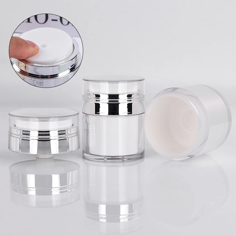 15/30/50ml Portable Airless Pump Cosmetic Jar Empty DIY Lotion Face Cream Refillable Sample Vials Travel Women Makeup Containers
15/30/50ml Portable Airless Pump Cosmetic Jar Empty DIY Lotion Face Cream Refillable Sample Vials Travel Women Makeup Containers
