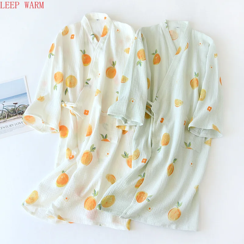 Japanese-style Pajamas Women's Summer Thin Kimono Bathrobe Double-layer Gauze Mid-length Nightgown Sweat Steaming Clothes
Japanese-style Pajamas Women's Summer Thin Kimono Bathrobe Double-layer Gauze Mid-length Nightgown Sweat Steaming Clothes