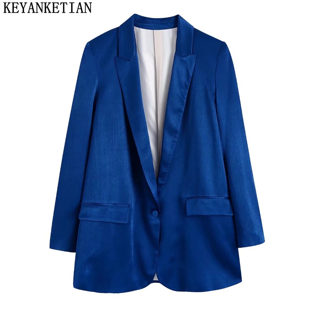 KEYANKETIAN Ladies Fashion Wrinkle Effect Blazer Solid Color Loose Long Sleeve Front Button Fitted Suit Women Jacket
KEYANKETIAN Ladies Fashion Wrinkle Effect Blazer Solid Color Loose Long Sleeve Front Button Fitted Suit Women Jacket
