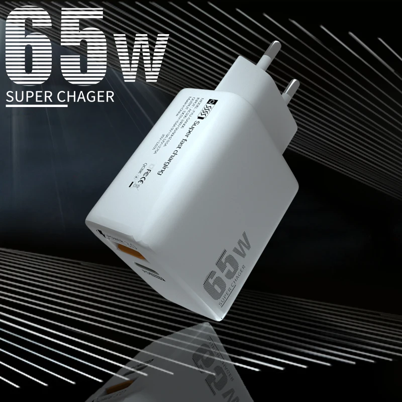 

65W Gan Charger PD 33W Fast Charging 2 Ports USB C Wall Adapter for MacBook iPad iPhone 13 12 pro max 11 Samsung Xiaomi OnePlus