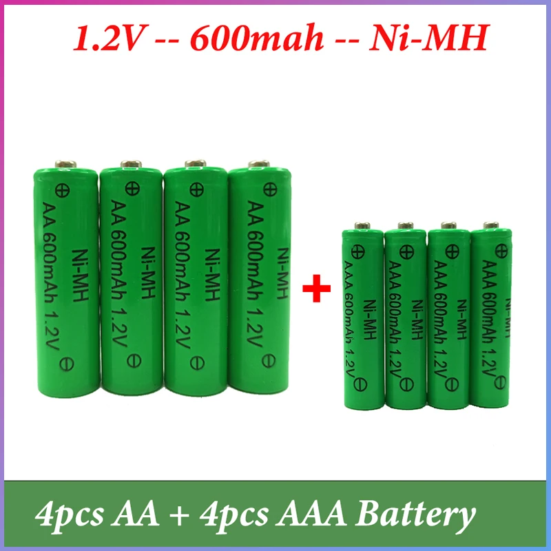 

New 1.2V 4-24pcs AAA+AA Battery 600mAh NI-MH Rechargeable Battery for Toy Game Console Flashlight MP3/MP4 LED Electric Shaver
