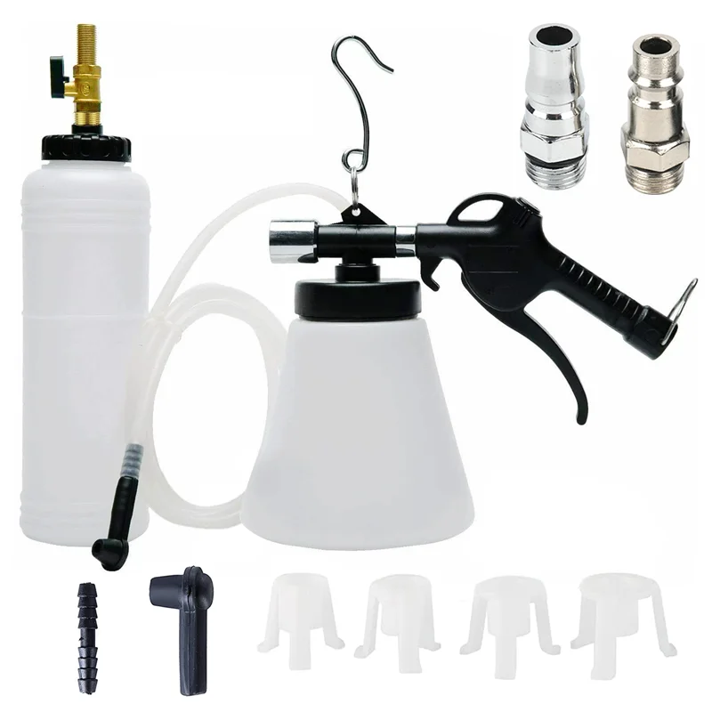 

Pneumatic Brake Fluid Bleeder Tool Kit with Extractor and Refill Bottle 1L Vacuum Brake Oil Change Set with Adapters