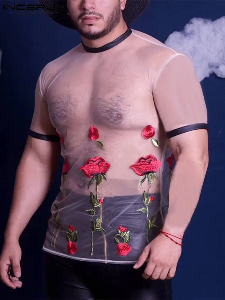 Sexy Casual Style New Men Camiseta Printing Rose Mesh Camiseta See-through Short Sleeve O-Neck T-shirts S-5XL INCERUN Tops 2022
Sexy Casual Style New Men Camiseta Printing Rose Mesh Camiseta See-through Short Sleeve O-Neck T-shirts S-5XL INCERUN Tops 2022
