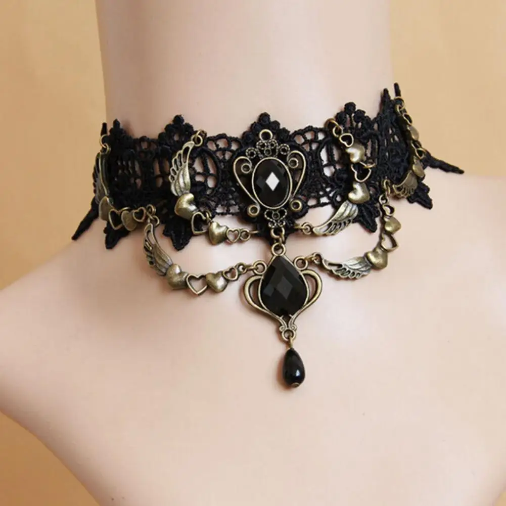 Faux Gem Black Lace Ring Bracelet Women Gothic Punk Style Necklace Bracelet Jewelry Accessory
Faux Gem Black Lace Ring Bracelet Women Gothic Punk Style Necklace Bracelet Jewelry Accessory