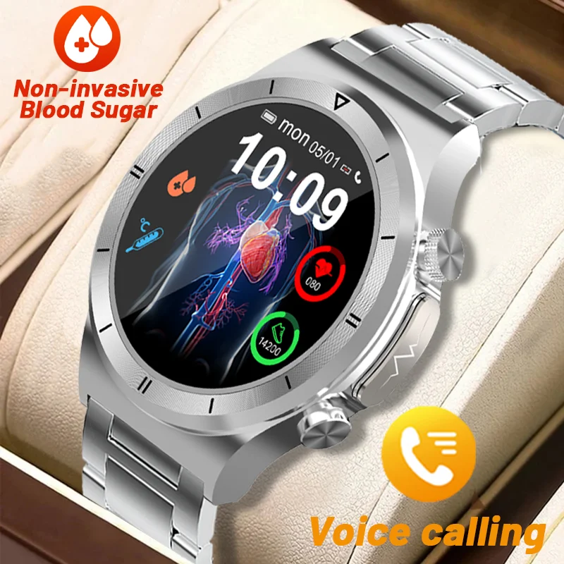 

Неинвазивные Смарт-часы с сахаром в крови, мужские спортивные часы с голосовым вызовом, водонепроницаемые IP68 Смарт-часы с ЭКГ, Глюкометром для здоровья для Huawei