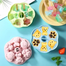 Silicone Popsicle Mold Home Animal Bear Ice Frame Ice Cream Mold Homemade Creative New Model with Cover Send Stick