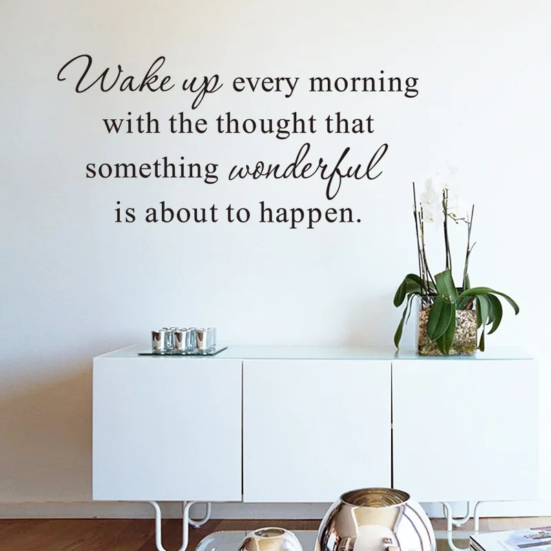 

English Wake up Every Morning Creative Carved Wall Sticker for Living Room Bedroom Decoration Wallpapers Decals