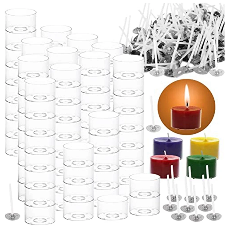 100 Pcs Tea Light Candle Cups Plastic Clear Candle Making Kit Candle Wick Candle Wax Jars Molds 
100 Pcs Tea Light Candle Cups Plastic Clear Candle Making Kit Candle Wick Candle Wax Jars Molds