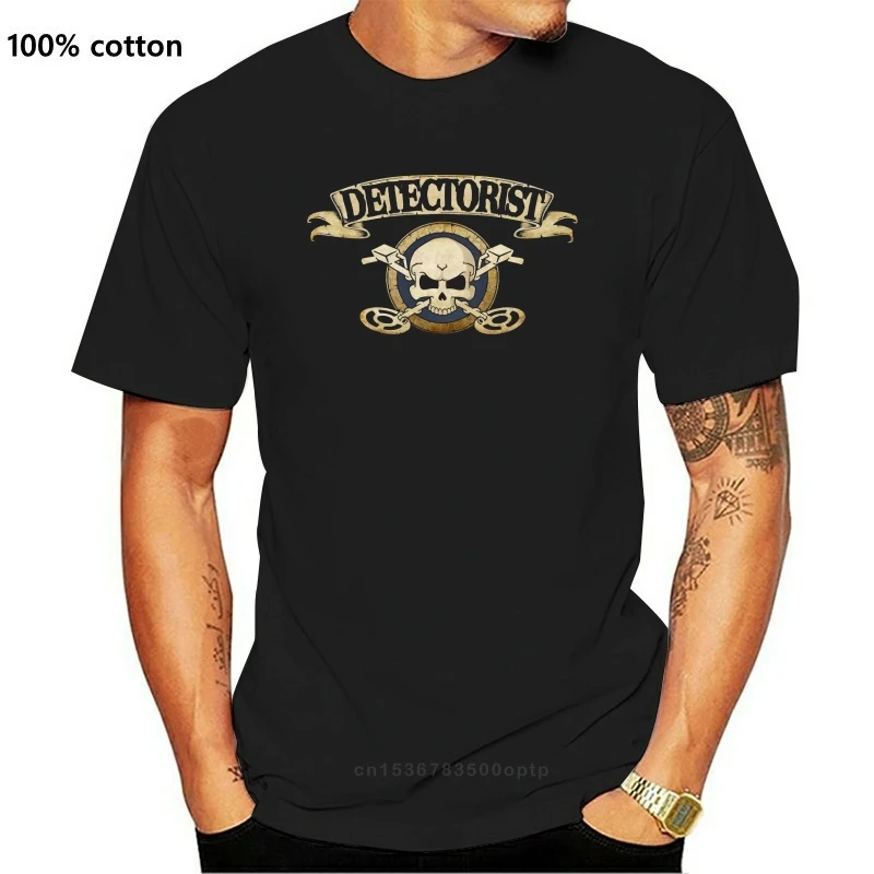

Мужская хлопковая футболка с принтом, двухсторонняя футболка с изображением металлоискателя, кросс-костей, черепа, детектора сокровищ, 2023
