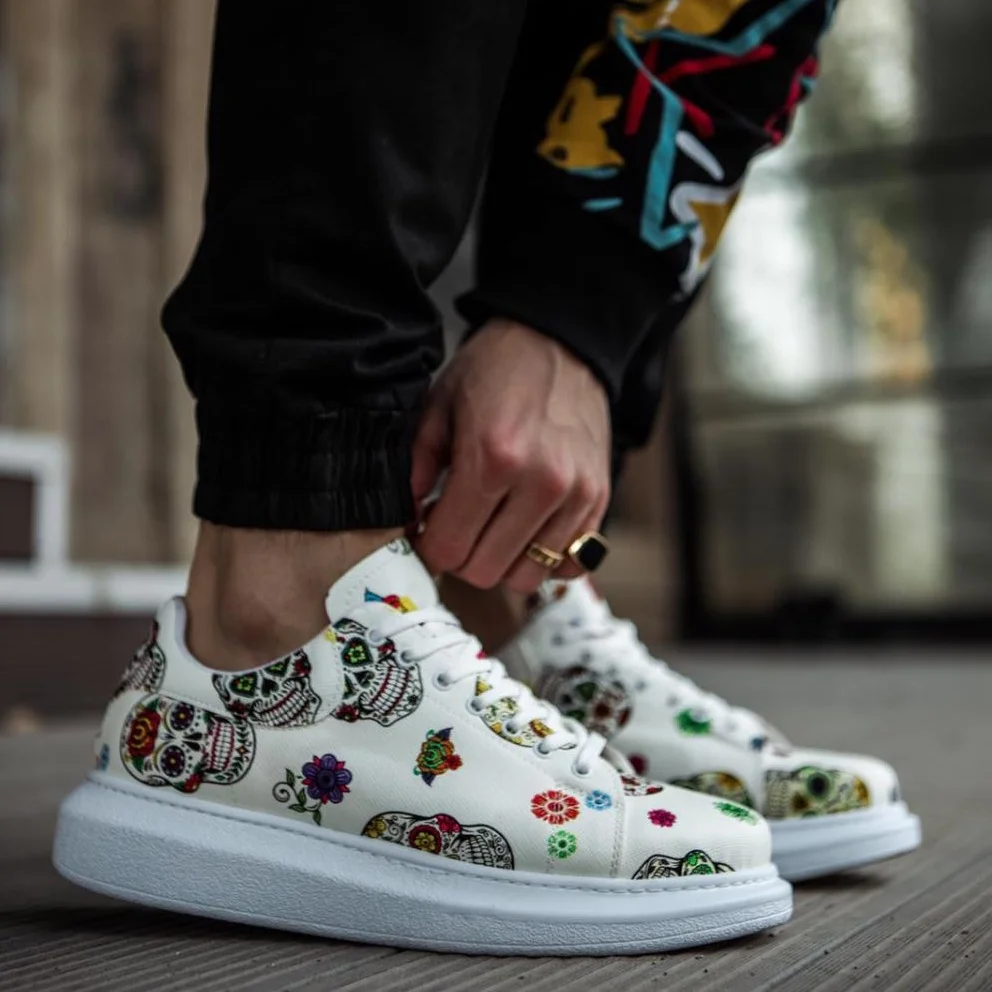 Knack High Base Daily Shoes 044 White Skull And Crossbones Men 'S Seasonal Orthotic Insole Sneaker Spring Fashion Style Sport Lace-Up
Knack High Base Daily Shoes 044 White Skull And Crossbones Men 'S Seasonal Orthotic Insole Sneaker Spring Fashion Style Sport Lace-Up