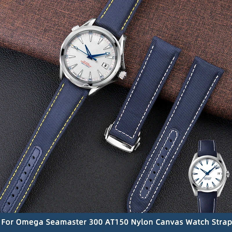 19mm 20mm Blue Nylon Canvas Watch Strap For O-mega Seamaster 300 AT150 Fabric Leather AQUA TERRA 150 Men's Watch Accessories
19mm 20mm Blue Nylon Canvas Watch Strap For O-mega Seamaster 300 AT150 Fabric Leather AQUA TERRA 150 Men's Watch Accessories