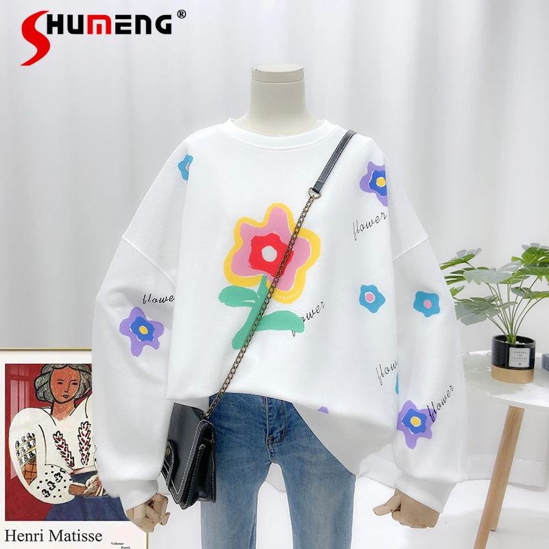 2022 Autumn New Round Neck Loose Long Sleeve Sweatershirt Women's Flower Letter Printed Casual Hoodies for Ladies
2022 Autumn New Round Neck Loose Long Sleeve Sweatershirt Women's Flower Letter Printed Casual Hoodies for Ladies