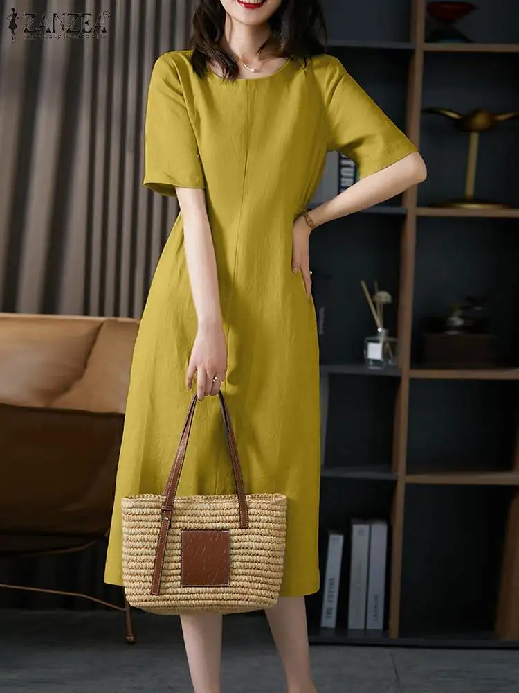 ZANZEA Elegant Solid Loose Dresses Women Summer Sundress Female Elastic Waist Robe Fashion O Neck Short Sleeve Vestidos Oversize
ZANZEA Elegant Solid Loose Dresses Women Summer Sundress Female Elastic Waist Robe Fashion O Neck Short Sleeve Vestidos Oversize
