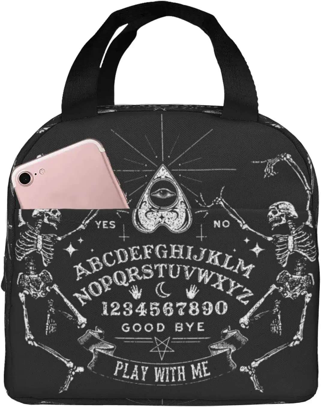 Vintage Skeleton Magic Ouija Board Black Lunch Bags For Women Portable Cooler Tote Bag Large Reusable Insulated Lunch Box Work
Vintage Skeleton Magic Ouija Board Black Lunch Bags For Women Portable Cooler Tote Bag Large Reusable Insulated Lunch Box Work
