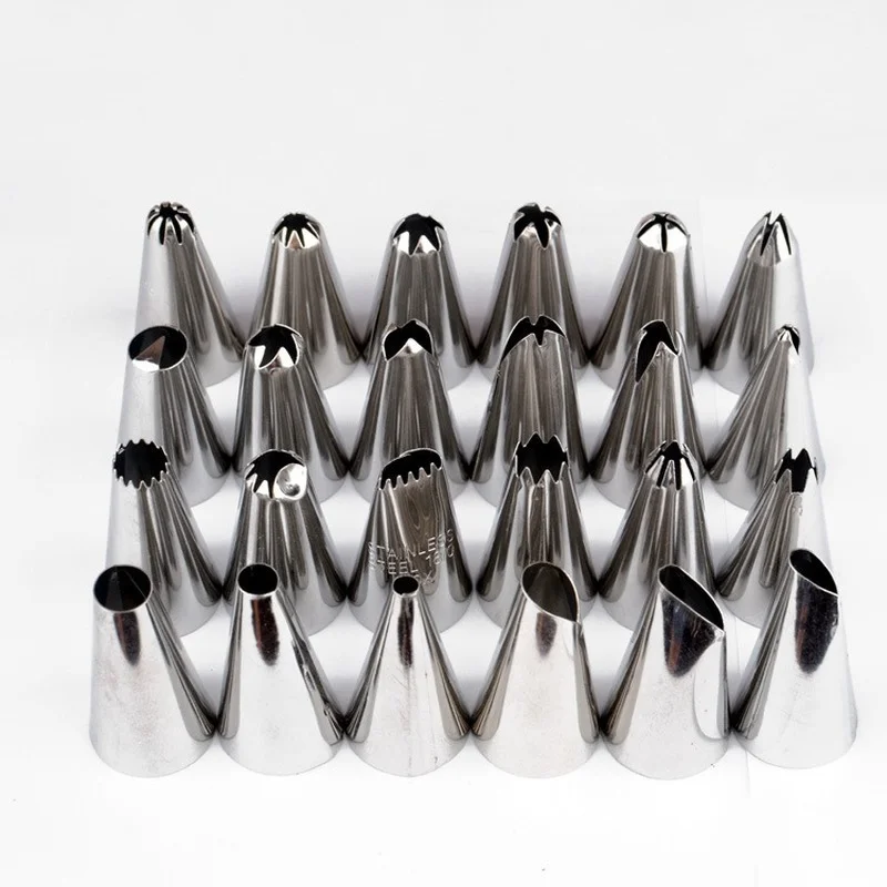New Qualified Cake Decorating 24Pcs/set Large Stainless steel Icing Piping Nozzles Pastry Tips Set Kitchen Accessories
New Qualified Cake Decorating 24Pcs/set Large Stainless steel Icing Piping Nozzles Pastry Tips Set Kitchen Accessories