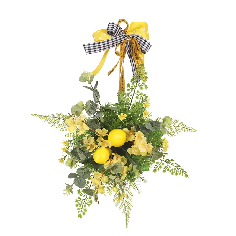Spring Summer Lemon Wreath Decoration Round Wall Hanging Ornaments Home Simulation Fake Lemon Flower ribbon bow Front Door Decor
Spring Summer Lemon Wreath Decoration Round Wall Hanging Ornaments Home Simulation Fake Lemon Flower ribbon bow Front Door Decor