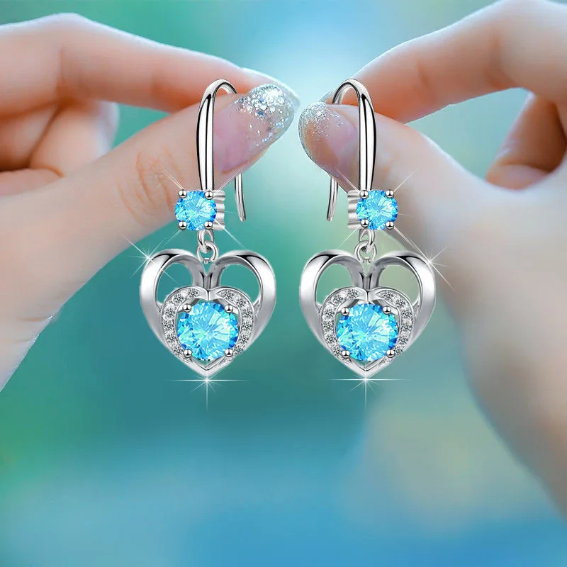 New Creative Heart Shaped Drop Earrings for Women White/Pink/Blue Cubic Zirconia Elegant Bride Wedding Earring Trendy Jewelry
New Creative Heart Shaped Drop Earrings for Women White/Pink/Blue Cubic Zirconia Elegant Bride Wedding Earring Trendy Jewelry