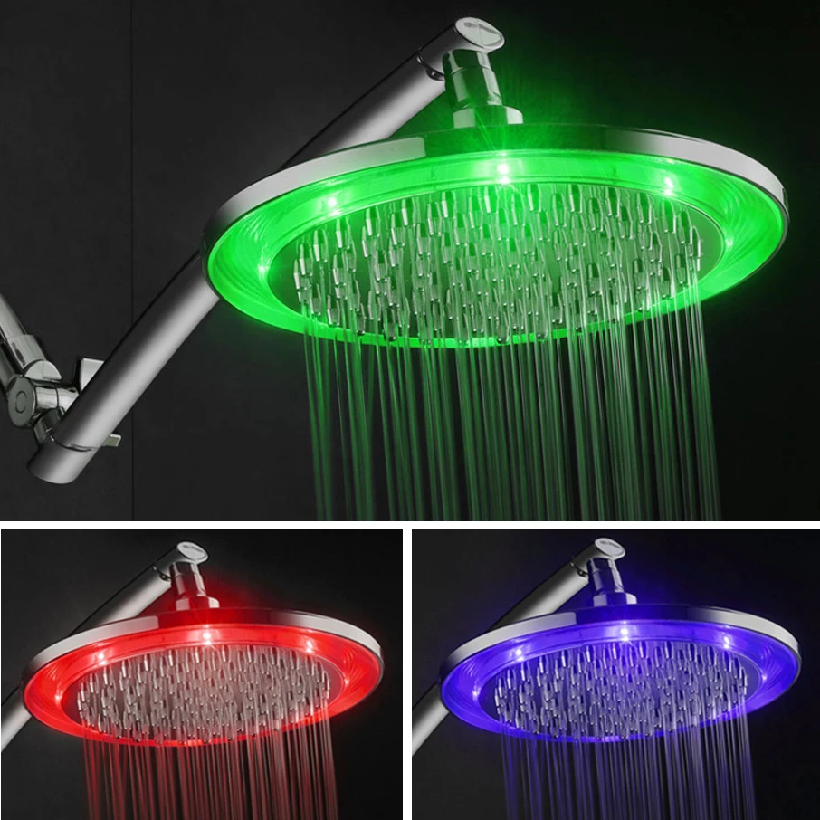 Large 10 inch Rainfall Color Changing LED Shower Head with 15 inch Shower Extension Arm
Large 10 inch Rainfall Color Changing LED Shower Head with 15 inch Shower Extension Arm