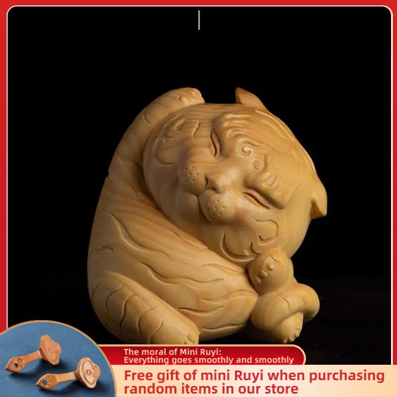 

Taihang Cliff Cypress Wood Carved Originality【Lucky Tiger】Bring Wealth Home Decoration Office Accessories Car Ornaments Tea Pet