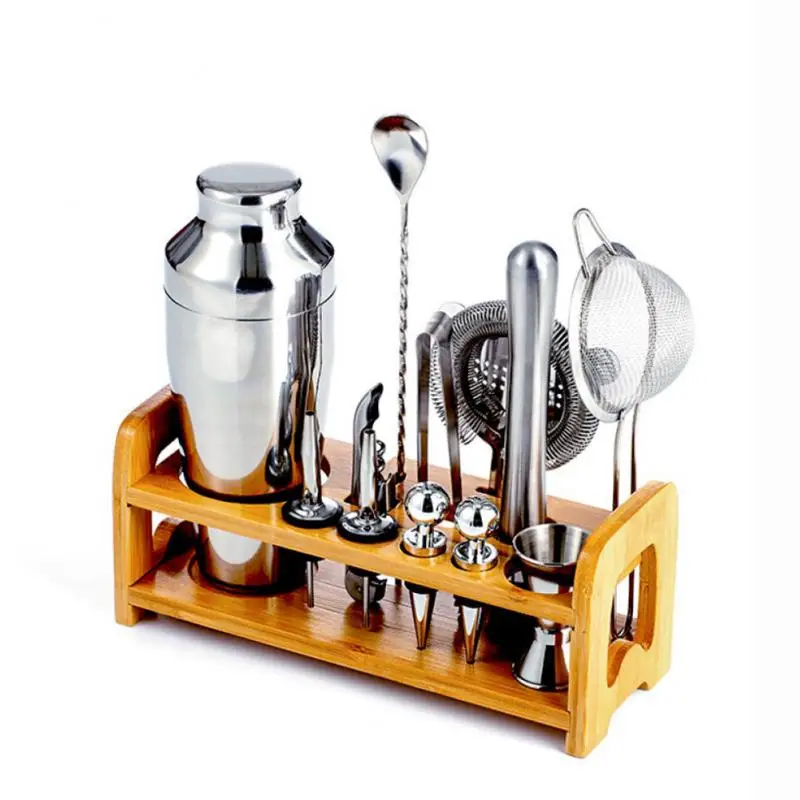 

13-piece Set Of Snow Kettle Wine Set Bar Bartending Utensils With Bamboo Tray Base For Bartender Drink Party Bar Tools Barware