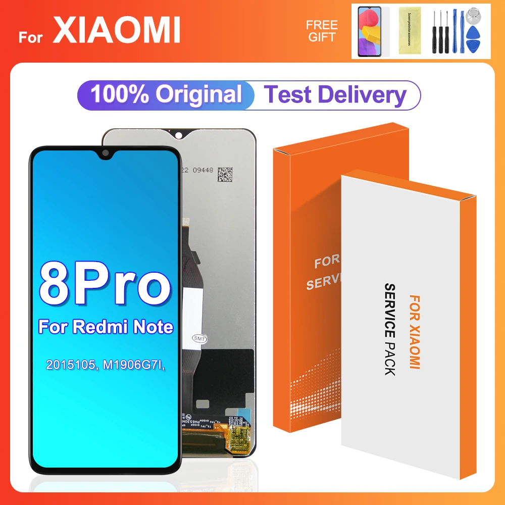 Оригинальный экран 6,53 дюйма для Xiaomi Redmi Note 8 Pro, дисплей с сенсорным экраном и дигитайзером, сменные детали, ЖК-экран M1906G7I, 10 касаний 
Оригинальный экран 6,53 дюйма для Xiaomi Redmi Note 8 Pro, дисплей с сенсорным экраном и дигитайзером, сменные детали, ЖК-экран M1906G7I, 10 касаний