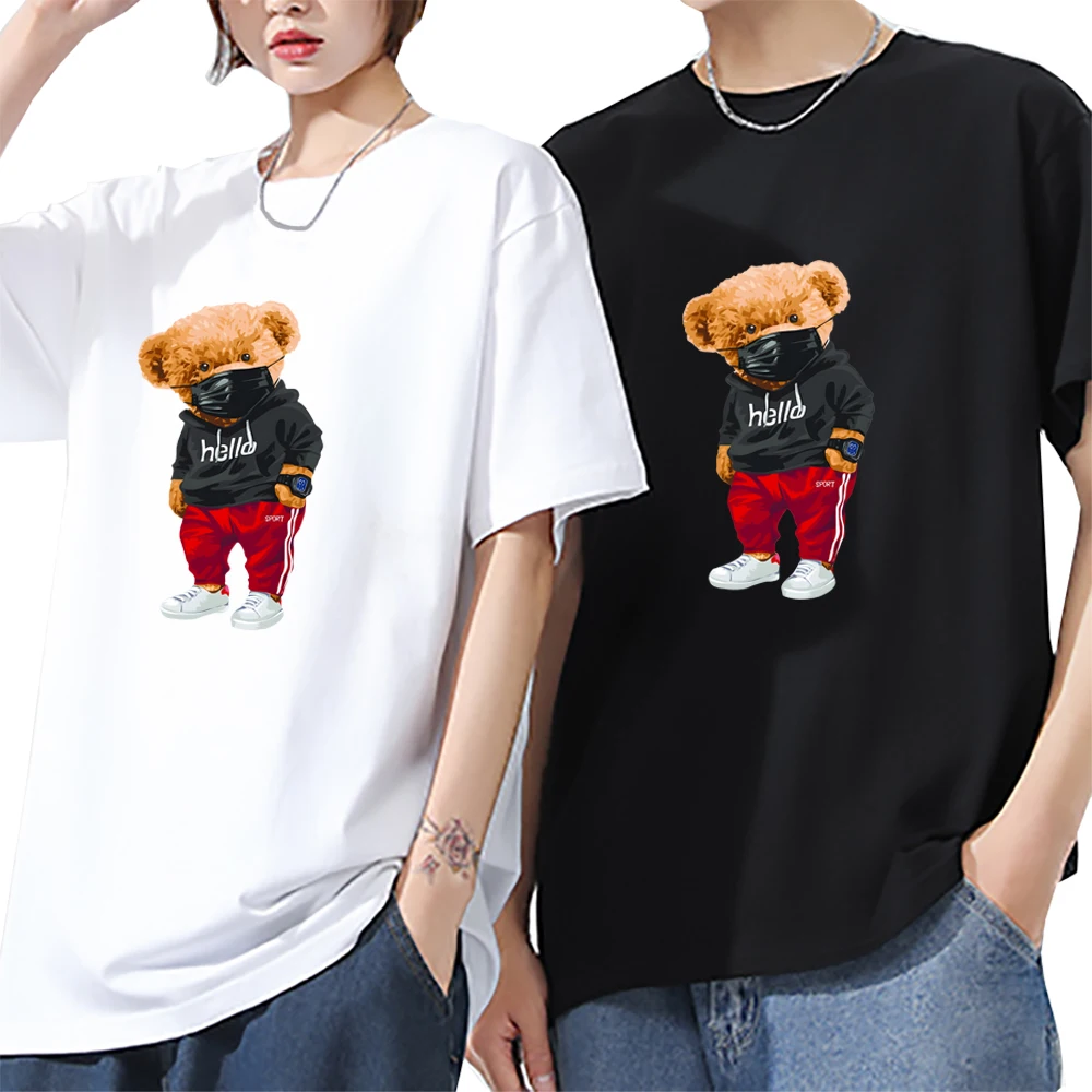 100% Cotton Sports Mask Bear Print Short-sleeved T-shirt Female Half-sleeved Summer Casual Oversized T-shirt Ladies Shirt S-2XL
100% Cotton Sports Mask Bear Print Short-sleeved T-shirt Female Half-sleeved Summer Casual Oversized T-shirt Ladies Shirt S-2XL