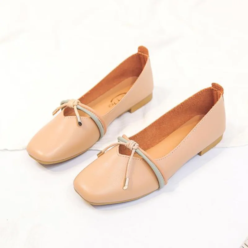 

Bow-Knot Square Toe Elegant Casual Woman Shoe Female Footwear Shallow Mouth Modis All-Match Butterfly Dress Summer Grandma 2022