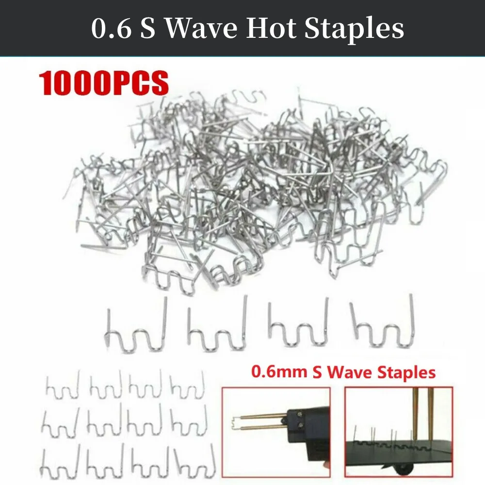 1000Pcs 0.6 S Wave Hot Staples Pre-cut Wave Staples For Car Bumper Bodywork Plastic Repairs Stapler Soldering Tools
1000Pcs 0.6 S Wave Hot Staples Pre-cut Wave Staples For Car Bumper Bodywork Plastic Repairs Stapler Soldering Tools