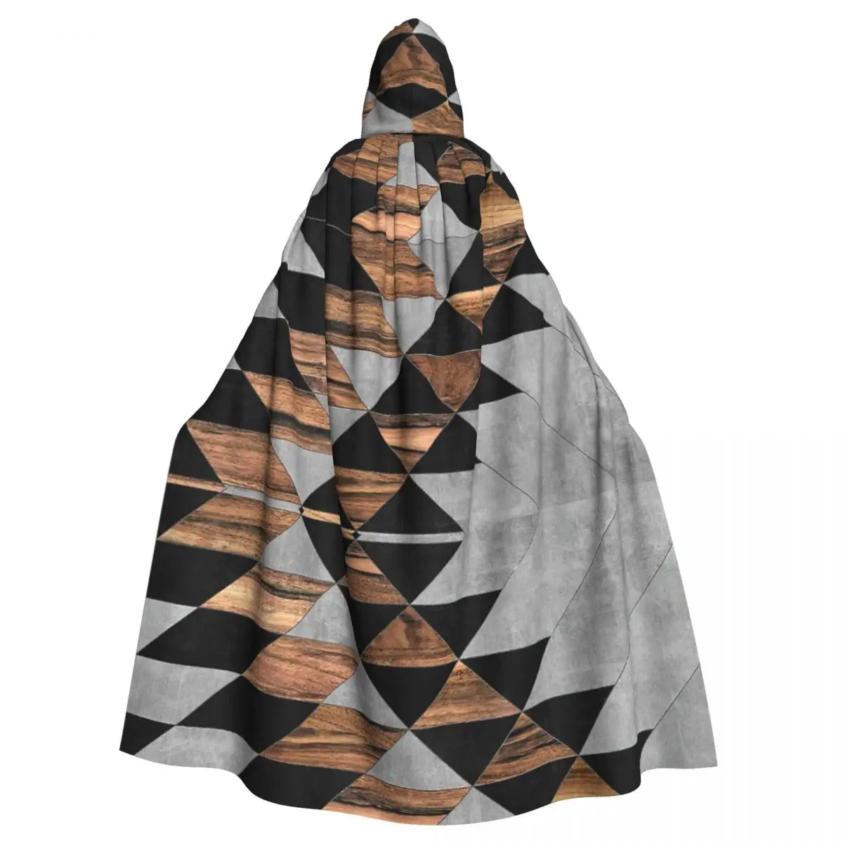 

Urban Tribal Pattern - Aztec - Concrete And Wood Hooded Cloak Halloween Party Cosplay Woman Men Adult Long Witchcraft Robe Hood