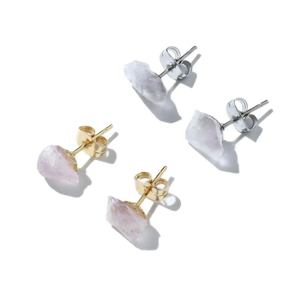 Fashion Jewelry Rough Stone Gold Color Silver Color Amethyst Stud Earrings Korean Style Women Earrings Ear Studs
Fashion Jewelry Rough Stone Gold Color Silver Color Amethyst Stud Earrings Korean Style Women Earrings Ear Studs