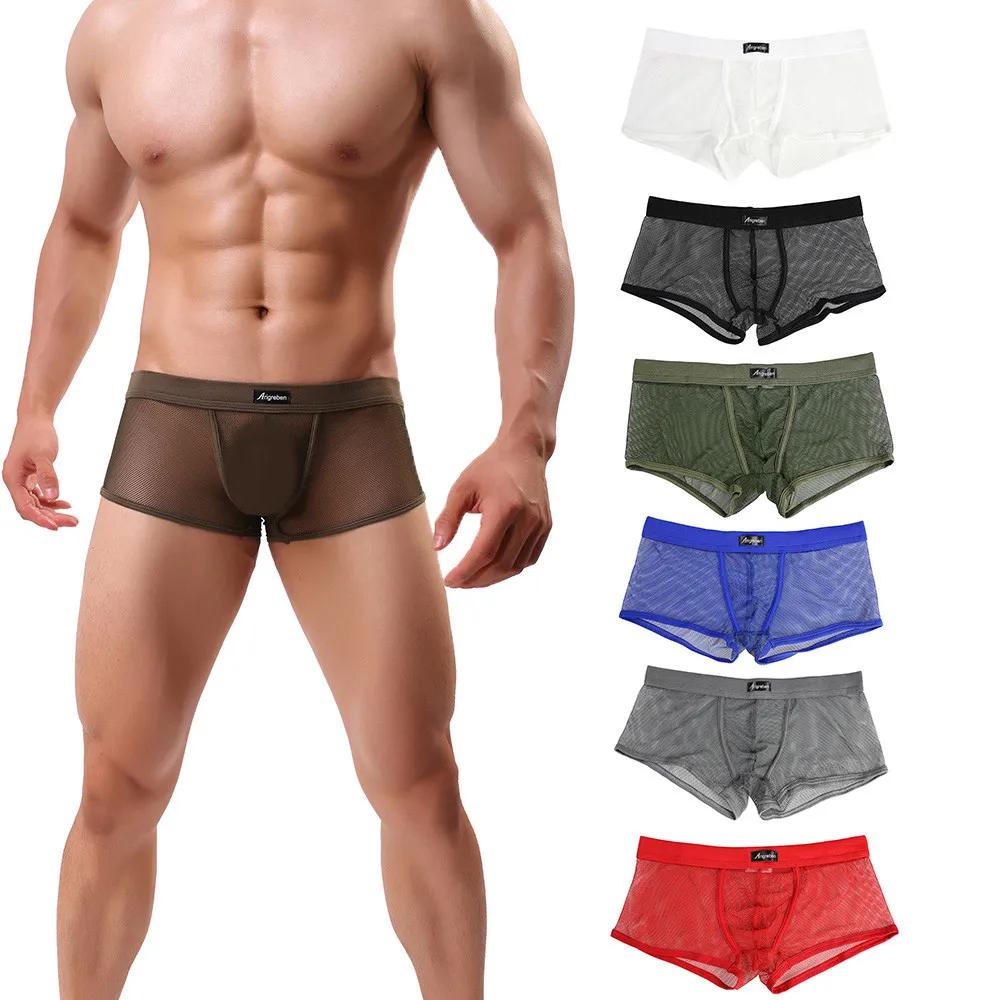 

Men Sexy Underwear Letter Printed Boxer Solid Color Breathbale Nylon Briefs Shorts Bulge Pouch Soft Underpants Cuecas Masculinas