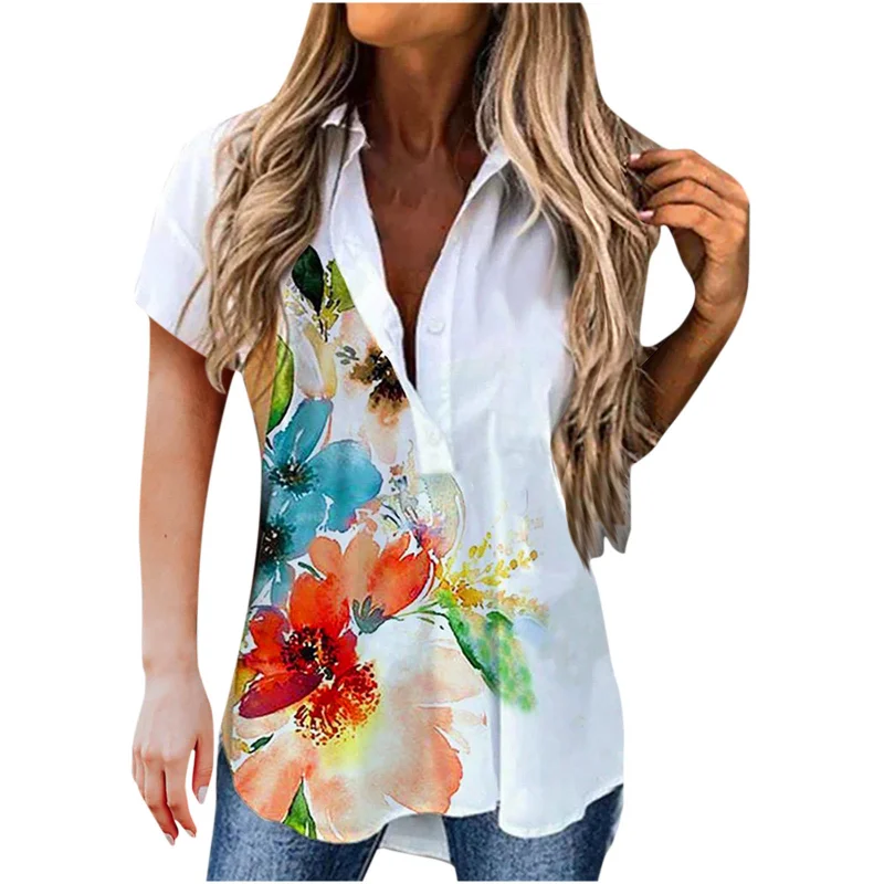Elegant Bloom Woman Printed Pocket Short Sleeve Casual Shirt Printed Irregular Lapel Button Women Fashion Woman Blouses 2022
Elegant Bloom Woman Printed Pocket Short Sleeve Casual Shirt Printed Irregular Lapel Button Women Fashion Woman Blouses 2022