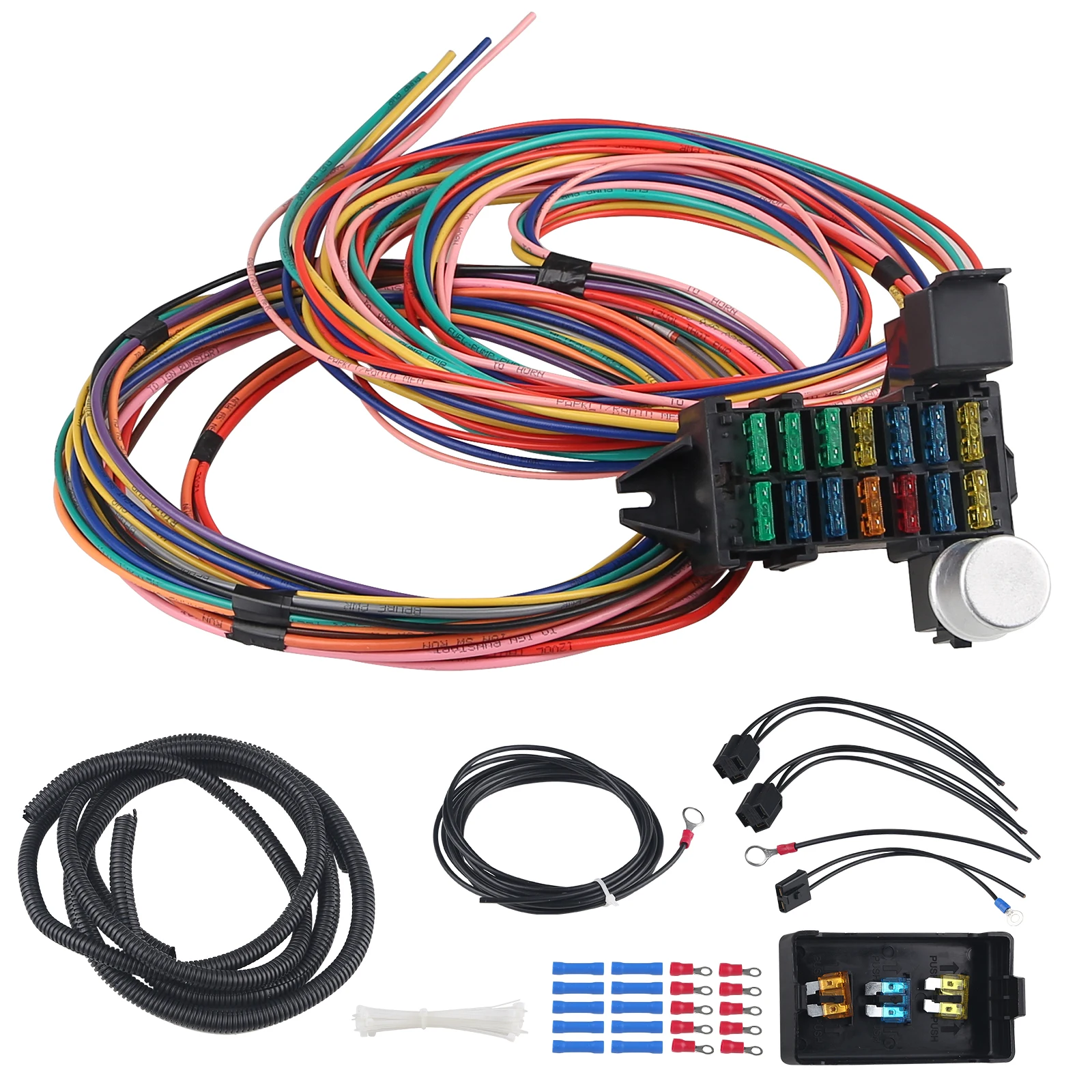 14 Circuit Wiring Harness For Universal Muscle Car Hot Rod Street Rod XL Wires Universal 12V Voltage Circuit Wiring Harness Kit
14 Circuit Wiring Harness For Universal Muscle Car Hot Rod Street Rod XL Wires Universal 12V Voltage Circuit Wiring Harness Kit