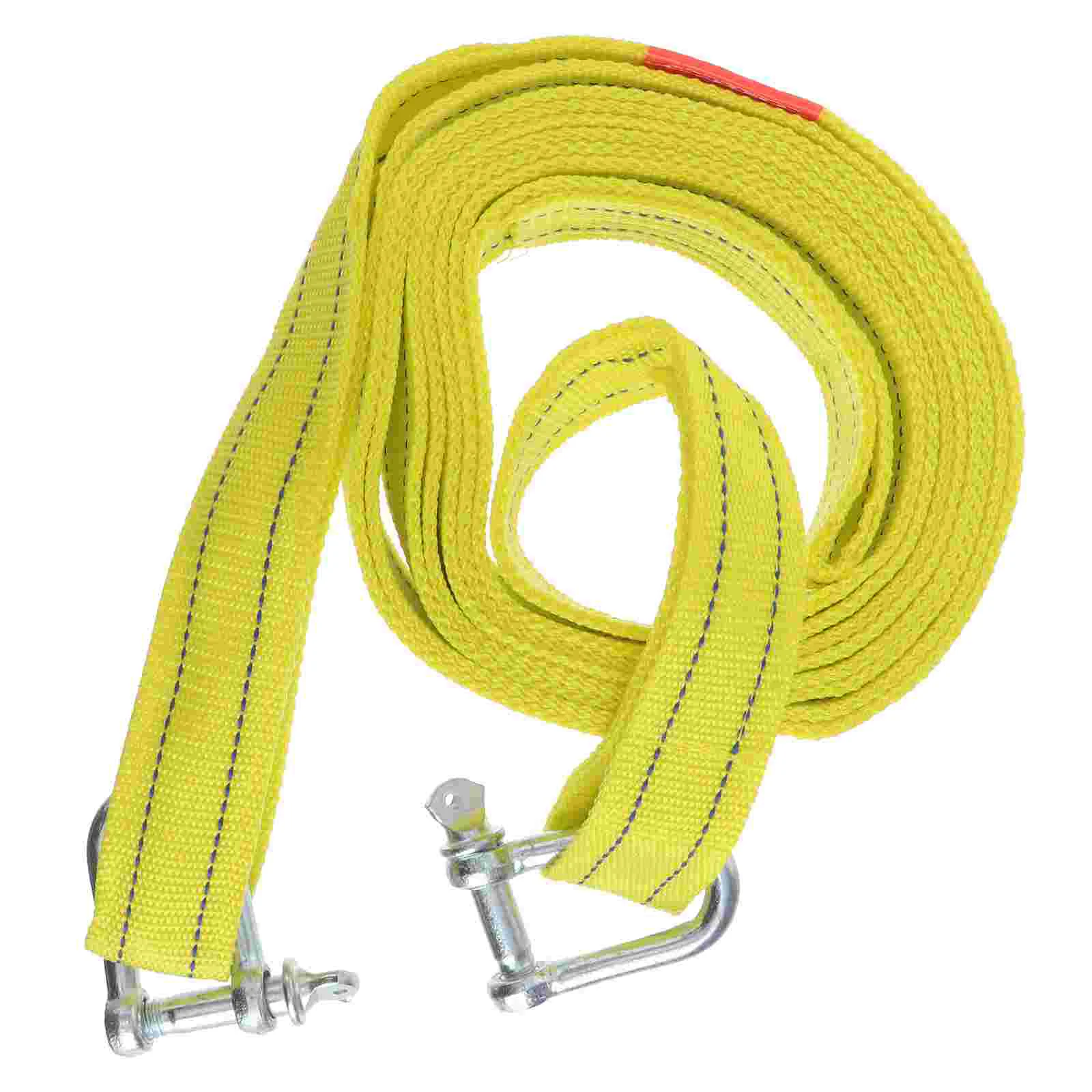 

4.8m 5 Ton Car Trailer Rope Practical Outdoor Emergency Kit Polyester Double Layers Thicken Tow Rope (Yellow)