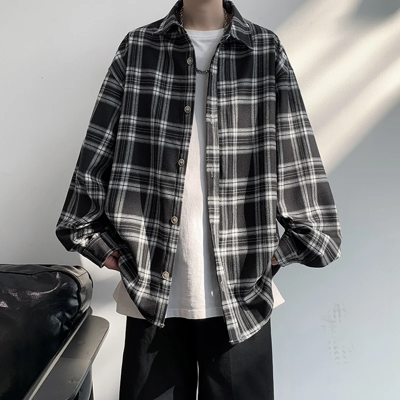 Spring and autumn grey plaid long-sleeved shirt loose casual coat men's and women's versatile shirt
Spring and autumn grey plaid long-sleeved shirt loose casual coat men's and women's versatile shirt