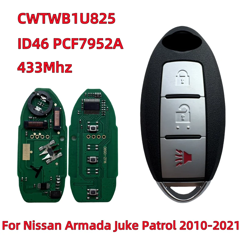 CWTWB1U825 CWTWB1U773 для Nissan Armada Juke Patrol 2010-2021 Cube 433 МГц дистанционный смарт-брелок PCF7952A ID46 3 кнопки
CWTWB1U825 CWTWB1U773 для Nissan Armada Juke Patrol 2010-2021 Cube 433 МГц дистанционный смарт-брелок PCF7952A ID46 3 кнопки