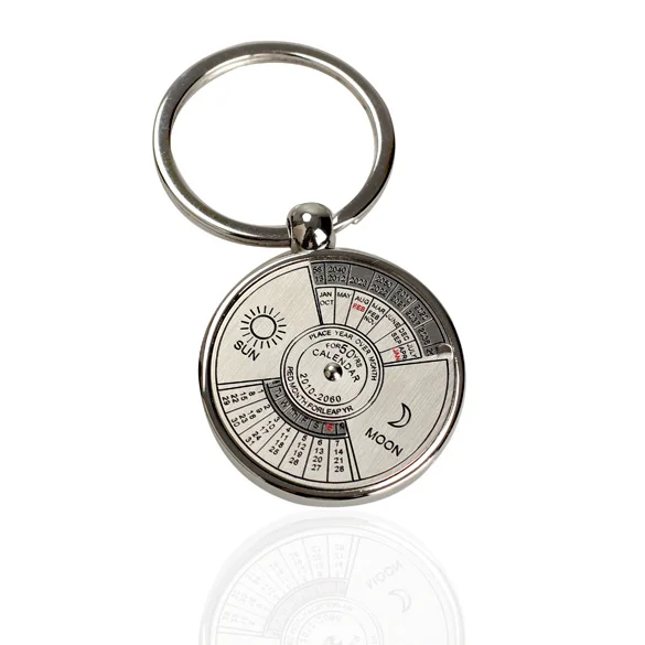 Portable Perpetual Calendar Keychain Ring Unique Metal Keyring 50 Years Calendar Sun Moon Carving Gift
Portable Perpetual Calendar Keychain Ring Unique Metal Keyring 50 Years Calendar Sun Moon Carving Gift