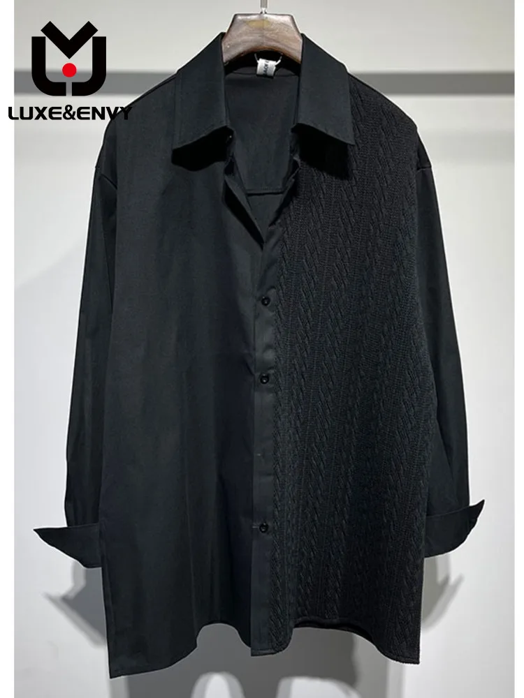 LUXE&ENVY Dark Knitted Panel Designer Loose Blouse Men's Simple casual men long sleeve Shirt Spring Summer 2023 New
LUXE&ENVY Dark Knitted Panel Designer Loose Blouse Men's Simple casual men long sleeve Shirt Spring Summer 2023 New
