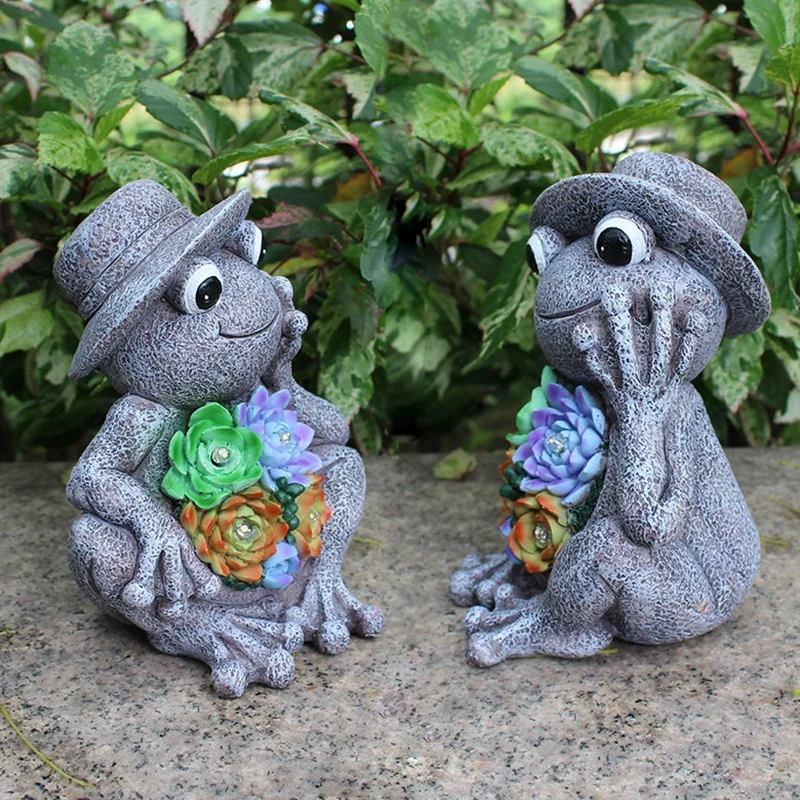 Garden Frog With Hat Statues With Succulent Figurine Solar Light Resin Decor Outdoor Solar Froggy Ornaments
Garden Frog With Hat Statues With Succulent Figurine Solar Light Resin Decor Outdoor Solar Froggy Ornaments