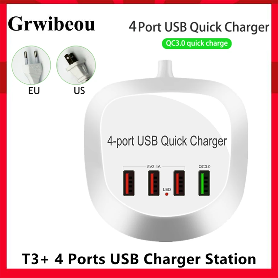Grwibeou 4 Ports USB Charger QC3.0 Fast Charging 36W 2.4A Phone Charger Desktop Charging Station for iPhone iPad Samsung Xiaomi
Grwibeou 4 Ports USB Charger QC3.0 Fast Charging 36W 2.4A Phone Charger Desktop Charging Station for iPhone iPad Samsung Xiaomi