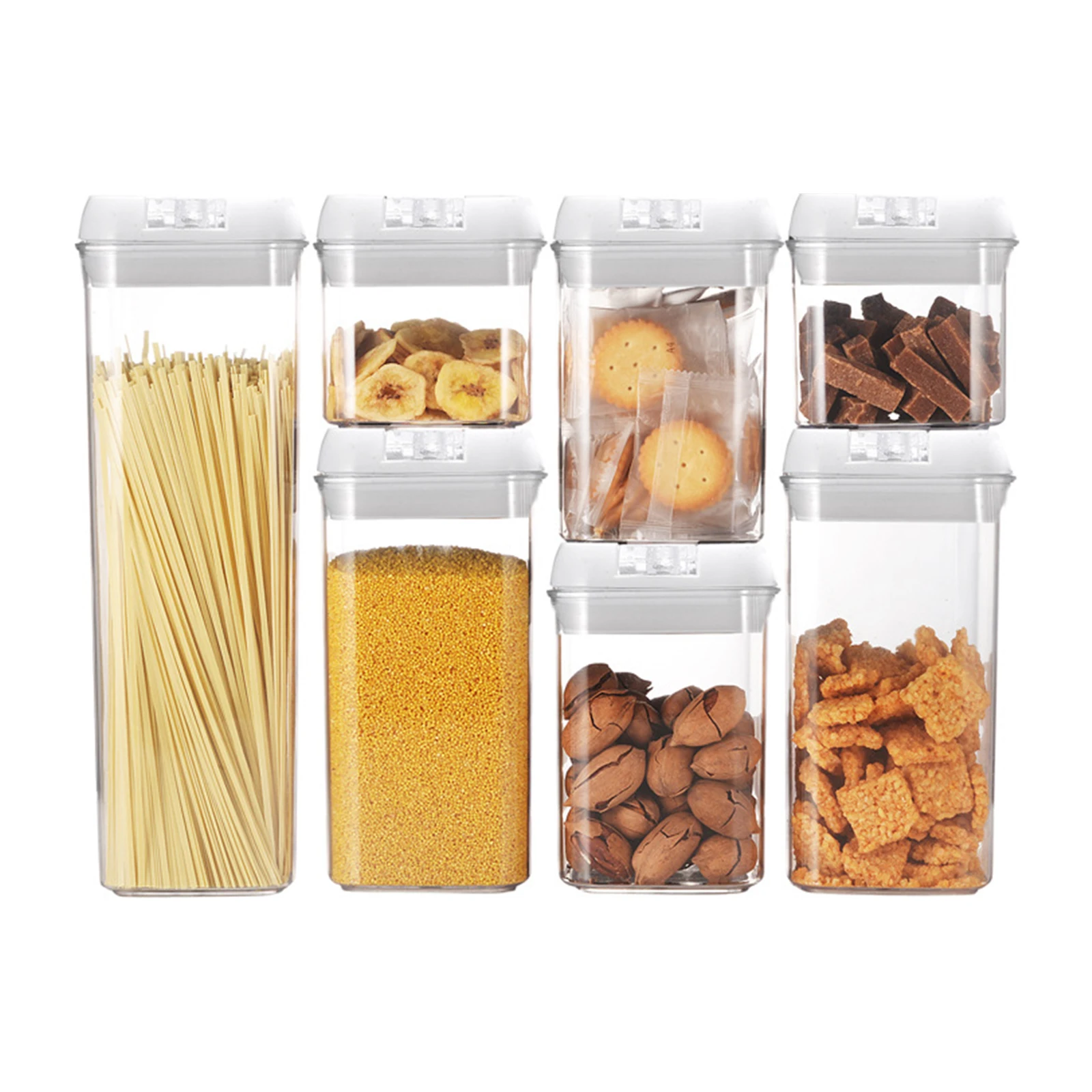 7PCS Food Storage Jar Kit Transparent Seal Pot Kitchen Supplies Plastic Square Thickened Moisture-proof Airtight Can Set
7PCS Food Storage Jar Kit Transparent Seal Pot Kitchen Supplies Plastic Square Thickened Moisture-proof Airtight Can Set