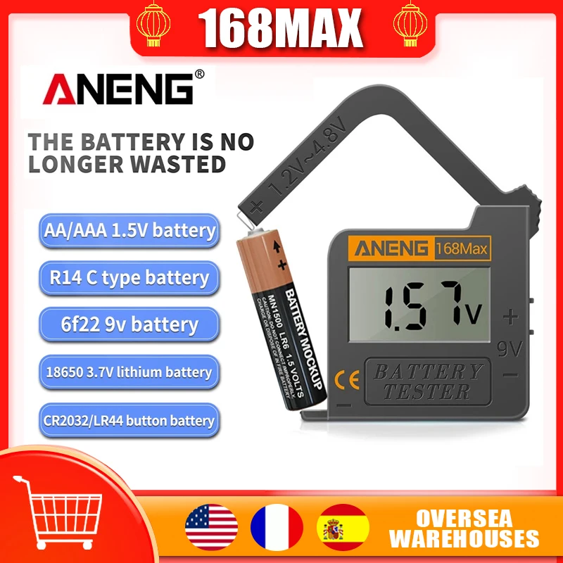 ANENG 168Max Digital Lithium Battery Capacity Tester Universal Teste Checkered Load Analyzer Display Check AAA AA Button Battery
ANENG 168Max Digital Lithium Battery Capacity Tester Universal Teste Checkered Load Analyzer Display Check AAA AA Button Battery