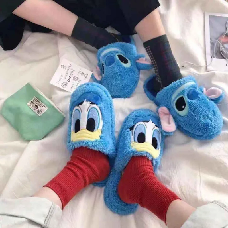Хлопковые тапочки с героями мультфильмов Диснея Kawaii Stitch домашние плюшевые